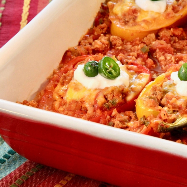 Low Carb Turkey-Stuffed Peppers