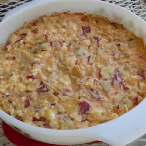 Hot Feta, Artichoke and Roasted Red Pepper Dip
