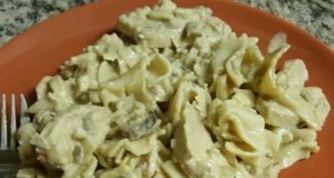 Pasta with Chicken Mushroom Cream Sauce