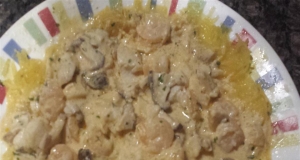 Spaghetti Squash Seafood Alfredo