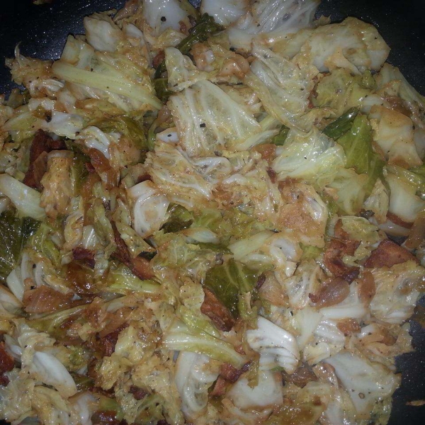 Fried Cabbage with Bacon, Onion, and Garlic