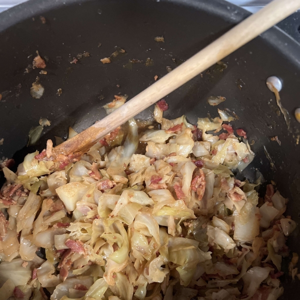 Fried Cabbage with Bacon, Onion, and Garlic