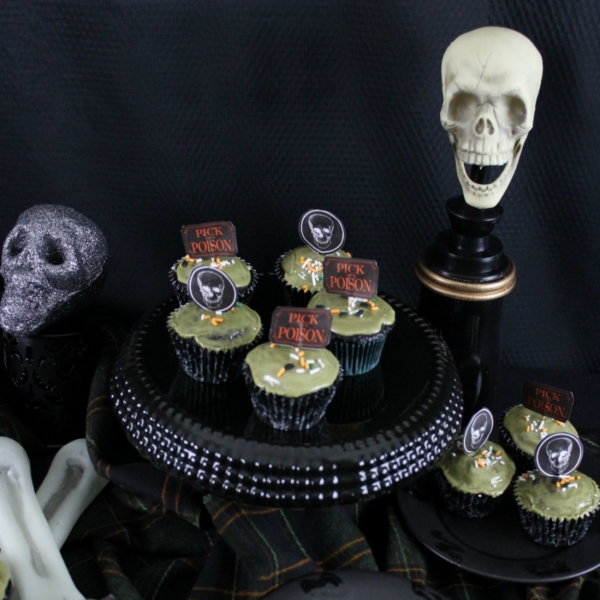 Vegan Halloween Chocolate Cupcakes with Vegan Matcha Icing