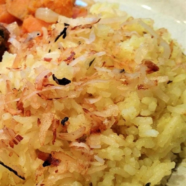 Toasted Coconut Yellow Rice for Rice Cookers