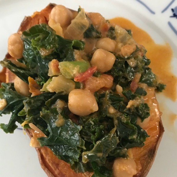 Braised Chickpeas in Coconut Milk with Sweet Potatoes