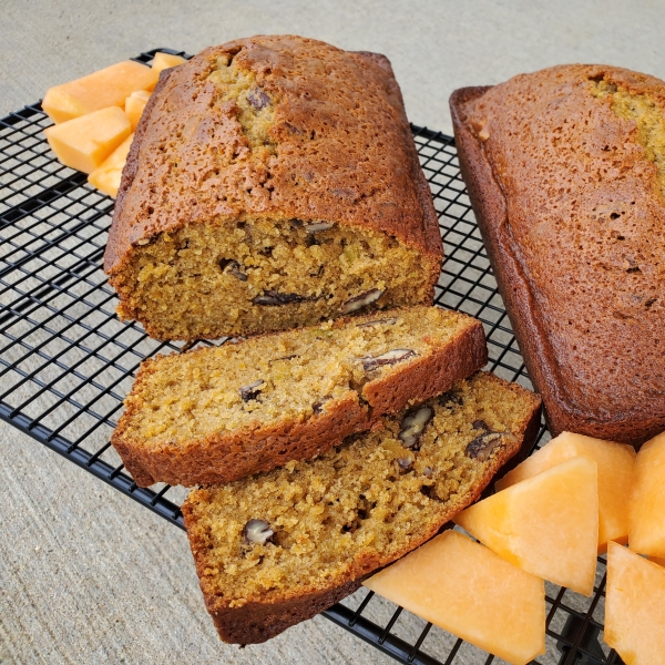 Cantaloupe Bread with Praline Glaze