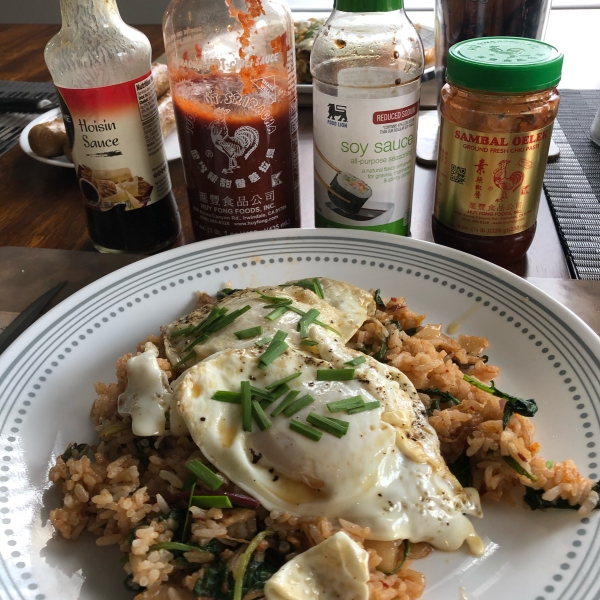 Kimchi Fried Rice with Frizzled Eggs