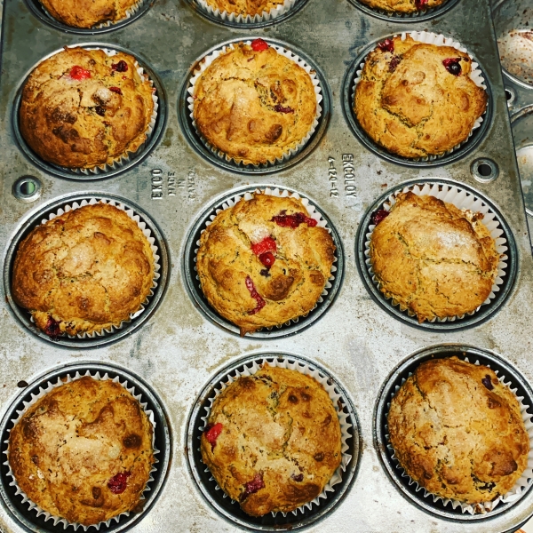 Lemon Cranberry Whole Wheat Muffins