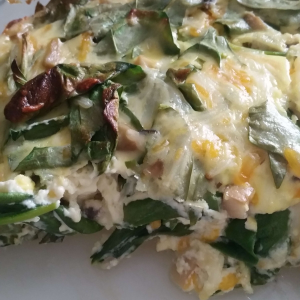 Simple Crustless Spinach and Mushroom Quiche