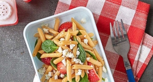 Strawberry and Spinach Balsamic Pasta Salad