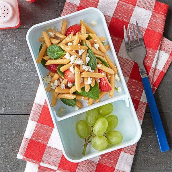 Strawberry and Spinach Balsamic Pasta Salad