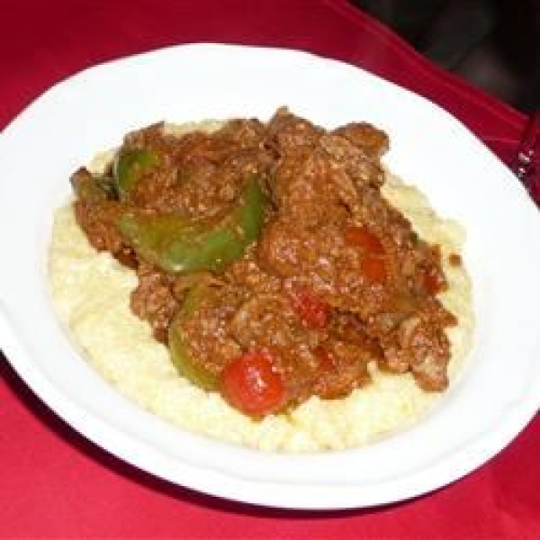 Chicken Livers with Gorgonzola Polenta
