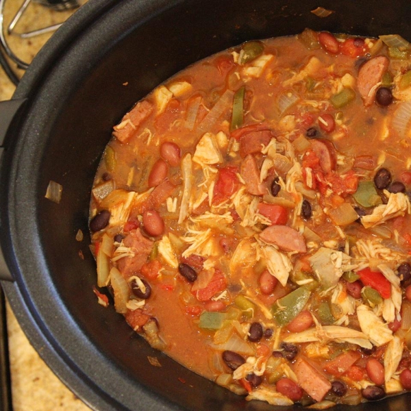 Leftover Rotisserie Chicken and Sausage Chili