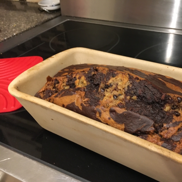 Dark Chocolate Marbled Banana Bread with Greek Yogurt