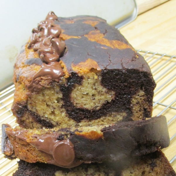 Dark Chocolate Marbled Banana Bread with Greek Yogurt