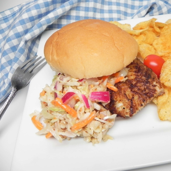 Grilled Blackened Fish Sandwiches with Homemade Slaw