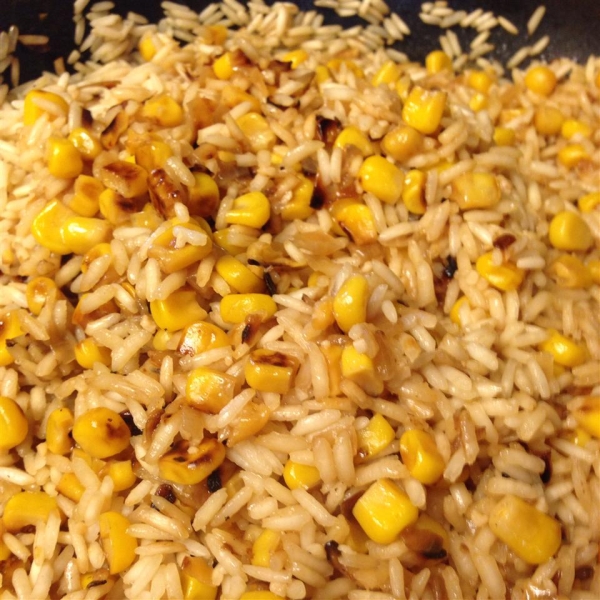 Rice with Pan-Roasted Corn and Onions