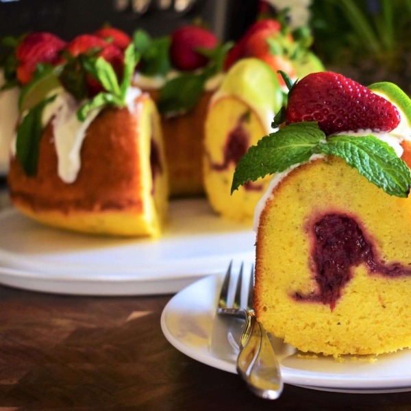 Lime-Mint Pound Cake with Strawberry Filling