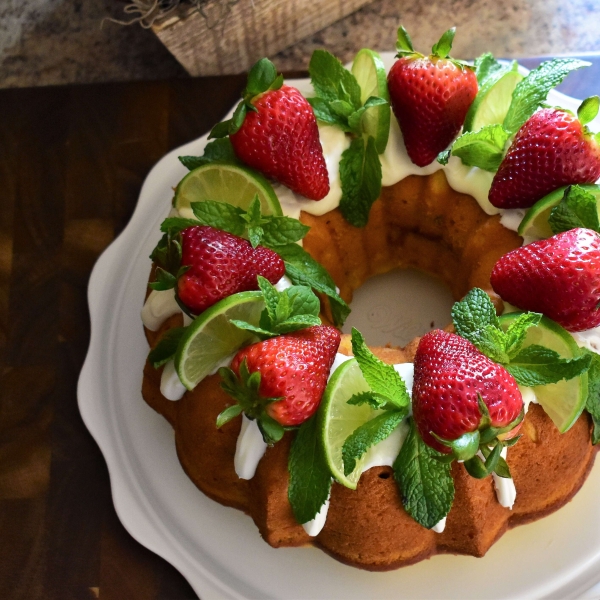 Lime-Mint Pound Cake with Strawberry Filling