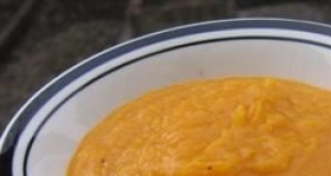 Acorn Squash Soup with Roasted Bell Peppers