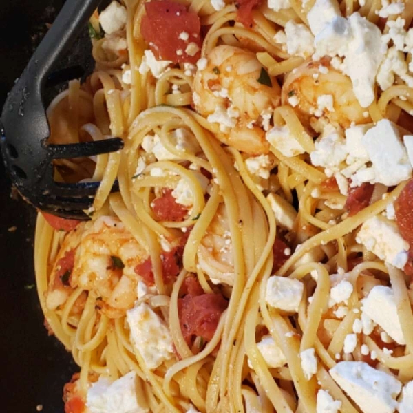 Roasted Tomato Pasta with Feta and Shrimp