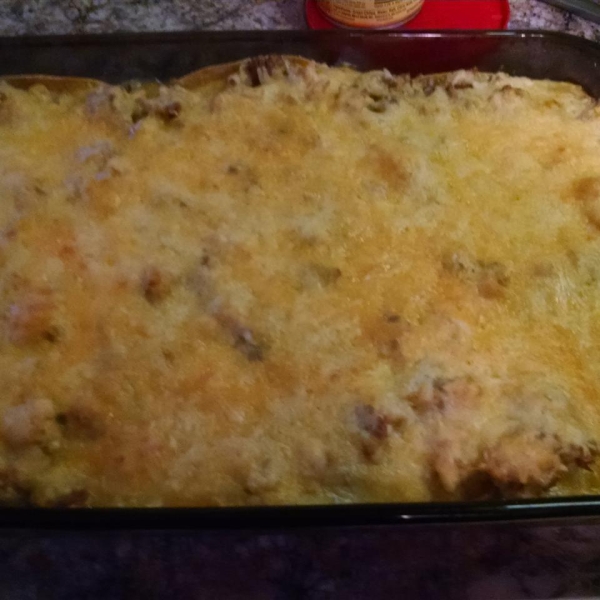 Chicken Gravy Enchilada Casserole