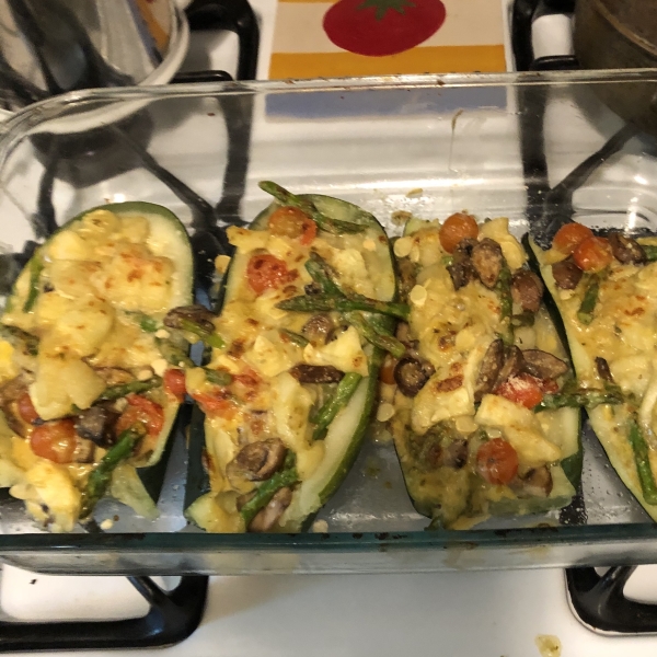 Mushroom Stuffed Zucchini