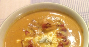 Velvety Pumpkin Soup With Blue Cheese and Bacon