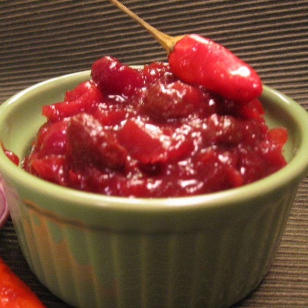 Cranberry Ginger Chutney with Thai Chiles