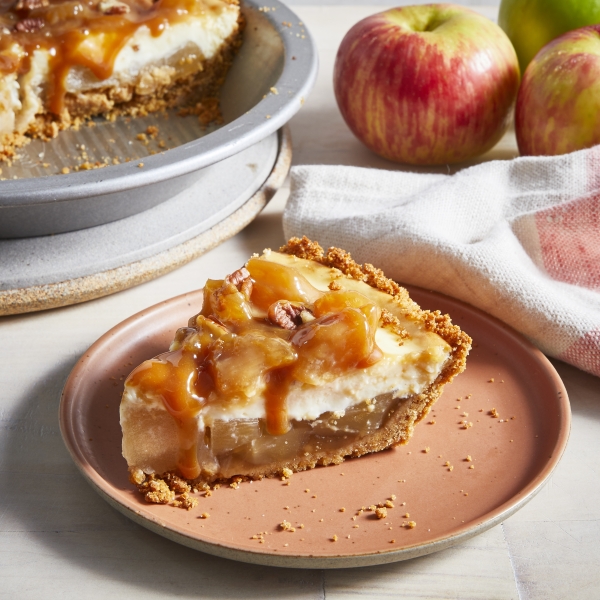 Apple Cheesecake with Caramel Sauce