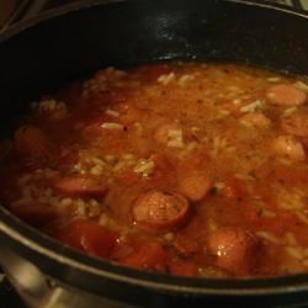 Rice and Hot Dogs Soup