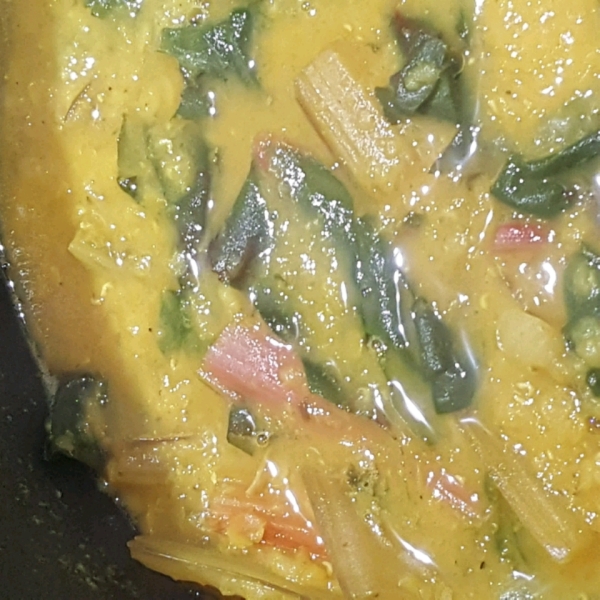 Fragrant Red Lentil and Rainbow Chard Soup