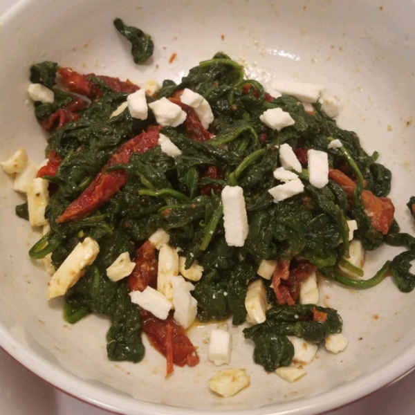 Christoph's Mediterranean Spinach and Sun Dried Tomato Dish