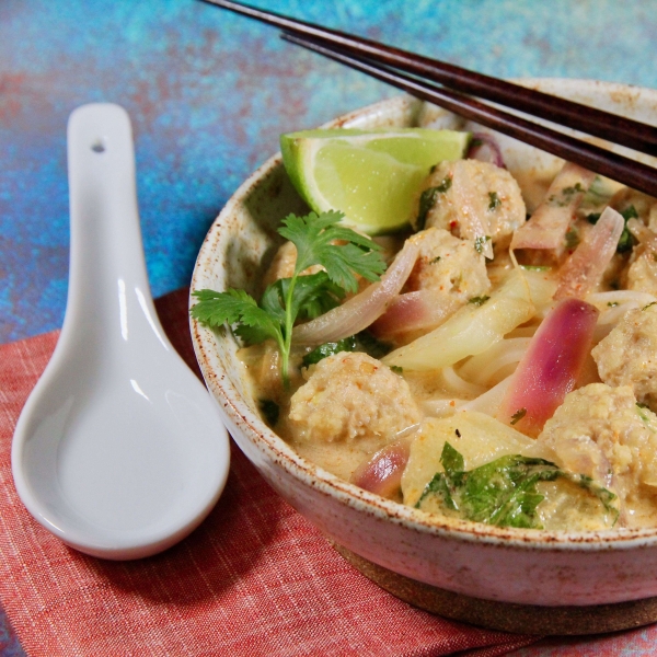 Thai Chicken Meatball Noodle Soup
