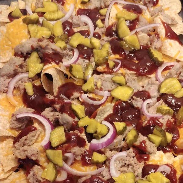 Baked BBQ Pulled Pork Nachos