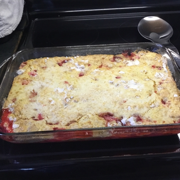 Rhubarb and Strawberry Dump Cake