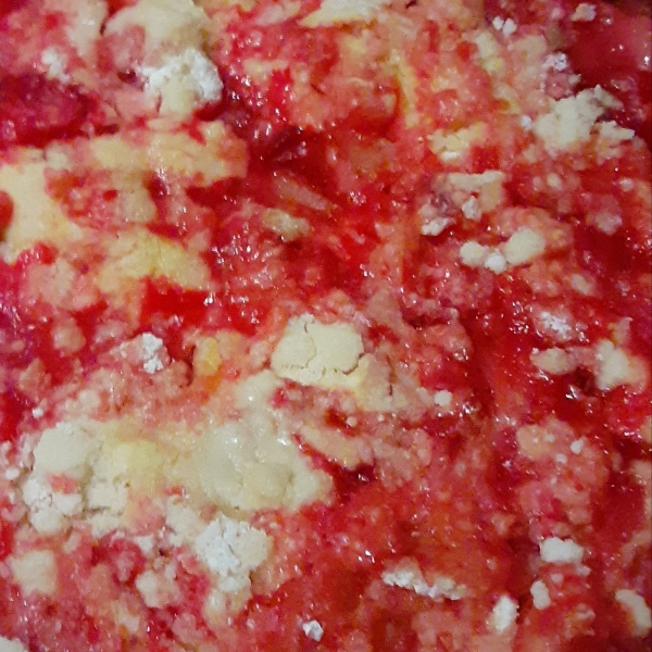 Rhubarb and Strawberry Dump Cake