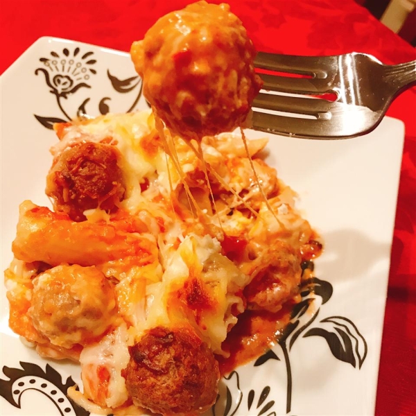 Baked Ziti with Turkey Meatballs