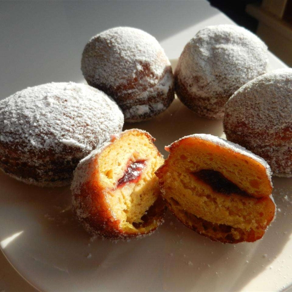 Pumpkin Sufganiot with Cranberry Jelly