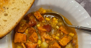 Roasted Sweet Potato Corn Chowder