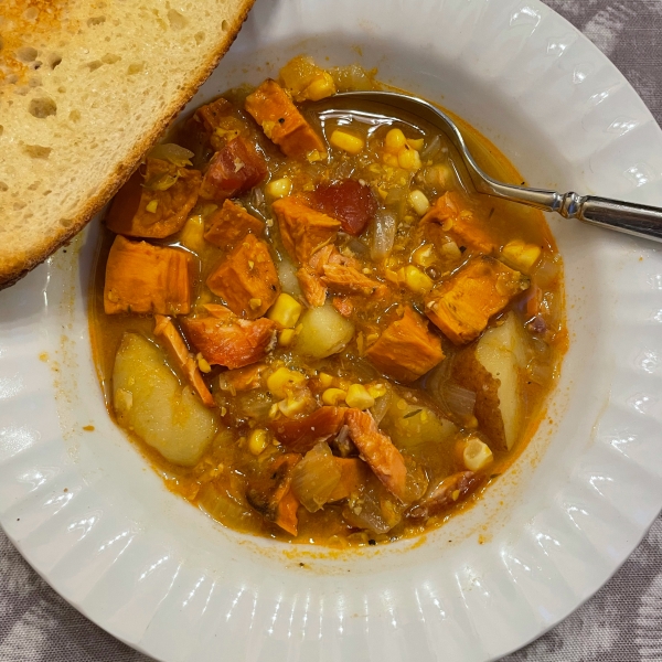 Roasted Sweet Potato Corn Chowder