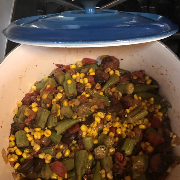 Okra, Corn and Tomatoes