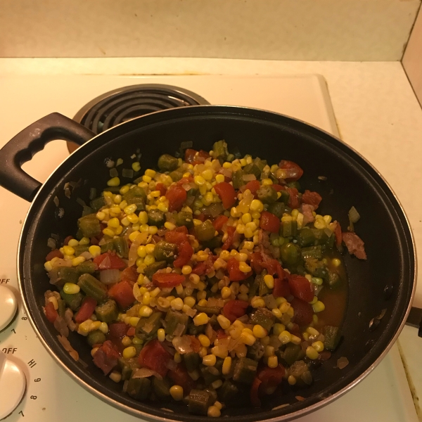 Okra, Corn and Tomatoes