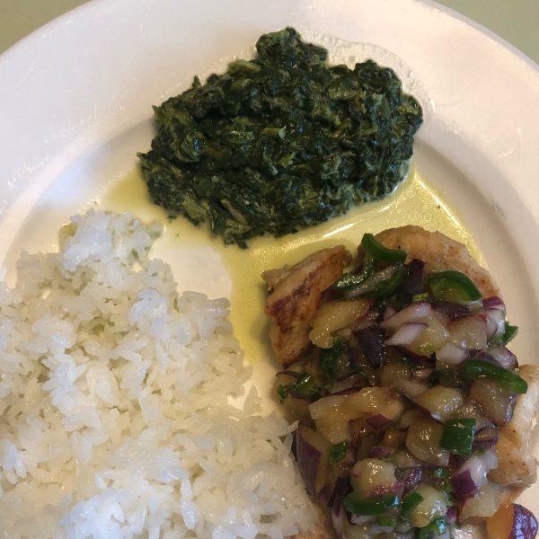 Chicken Breasts with Plum Salsa and Basmati Rice