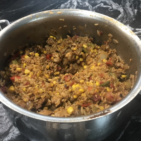 Three-Pepper Rice and Chicken Pot