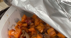 Maple Glazed Sweet Potatoes with Bacon and Caramelized Onions