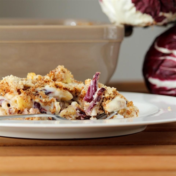 Asiago Cremini Pasta Bake with Radicchio