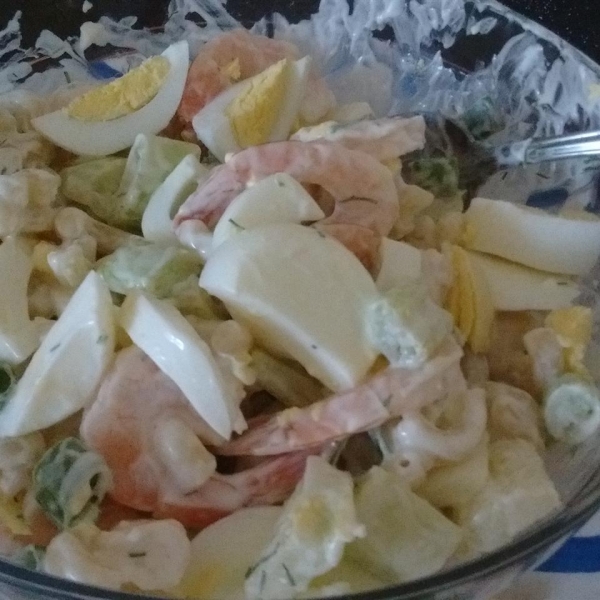 Grandma Bellows' Lemony Shrimp Macaroni Salad with Herbs