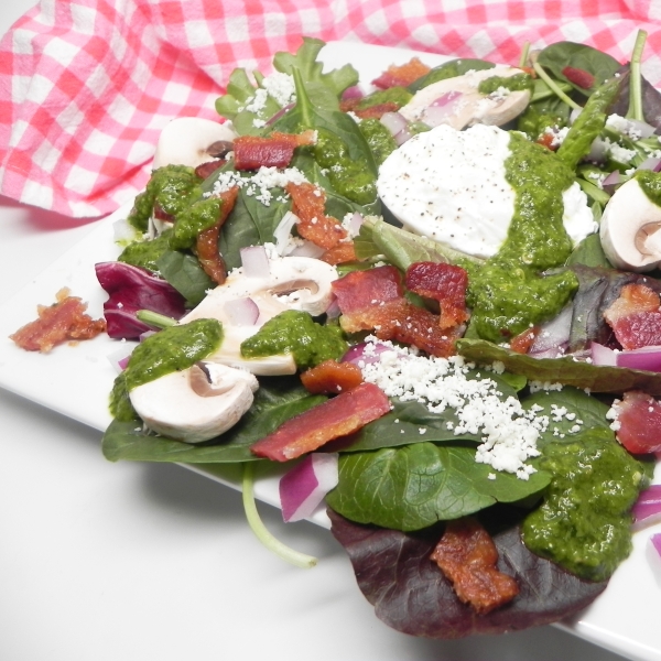 Saturday Breakfast Salad with Poached Egg and Chimichurri