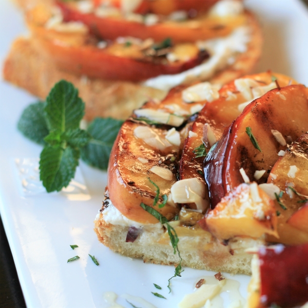 Grilled Honey-Nectarine Ricotta Toast